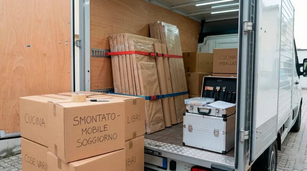 furgone da trasloco con assicurazione contiene i mobili smontati